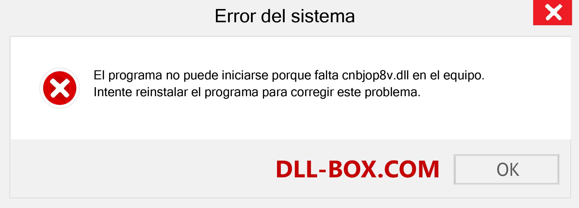 ¿Falta el archivo cnbjop8v.dll ?. Descargar para Windows 7, 8, 10 - Corregir cnbjop8v dll Missing Error en Windows, fotos, imágenes